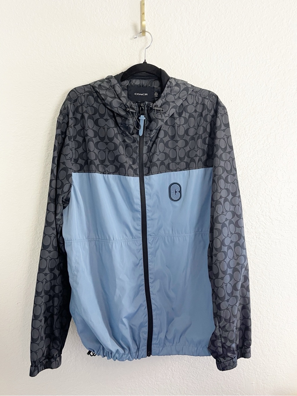 Coach Men’s Two-Tone Blue & Charcoal Windbreaker Jacket